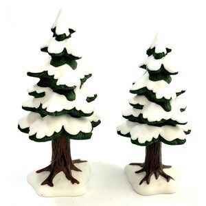 DEPT 56 VILLAGE ACCESSORIES VILLAGE SMALL PORCELAIN TREES SET OF 2 - RETIRED